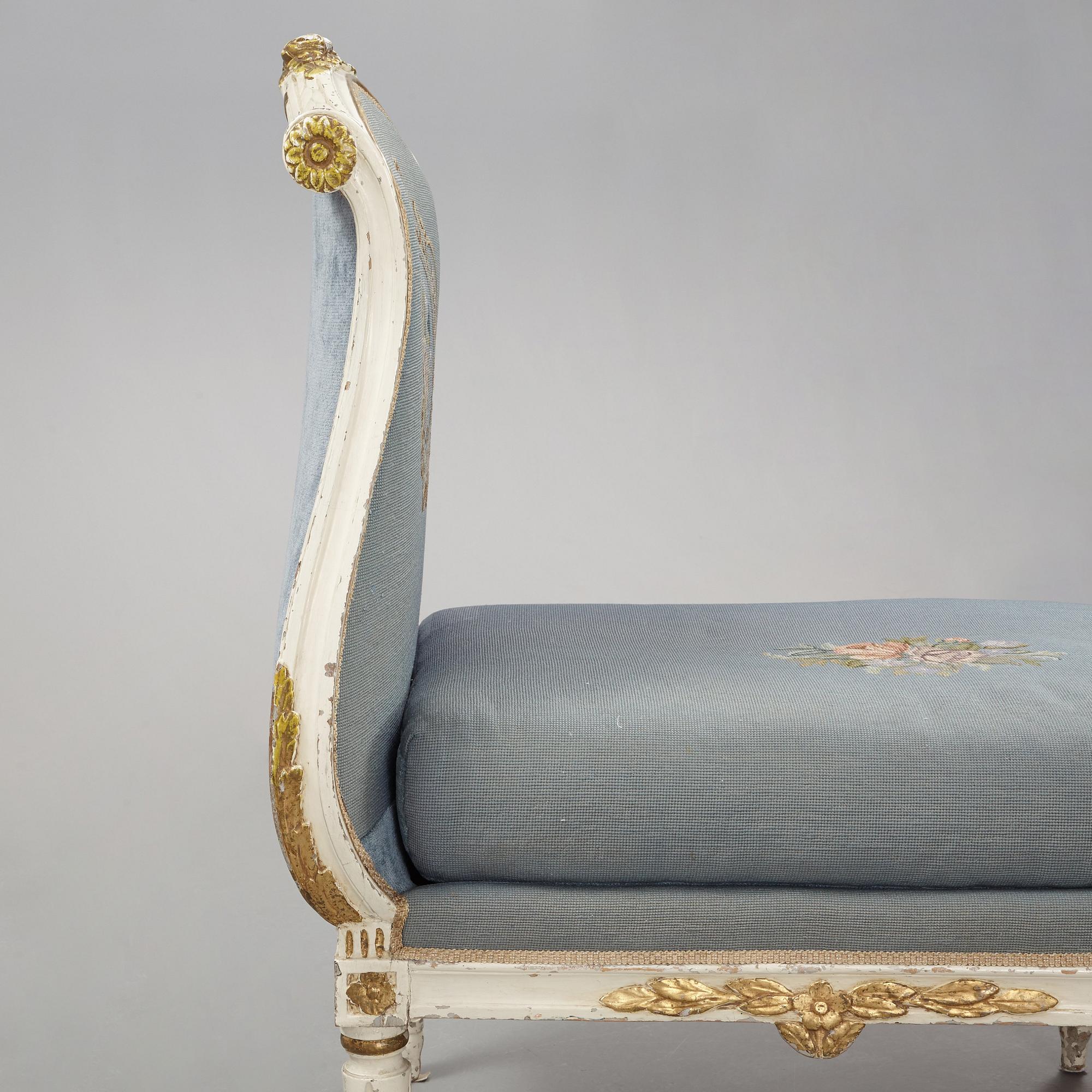 BANKETTSOFFA, av Carl Fredrik Flodin (stolmakare i Stockholm 1776-95). Gustaviansk.