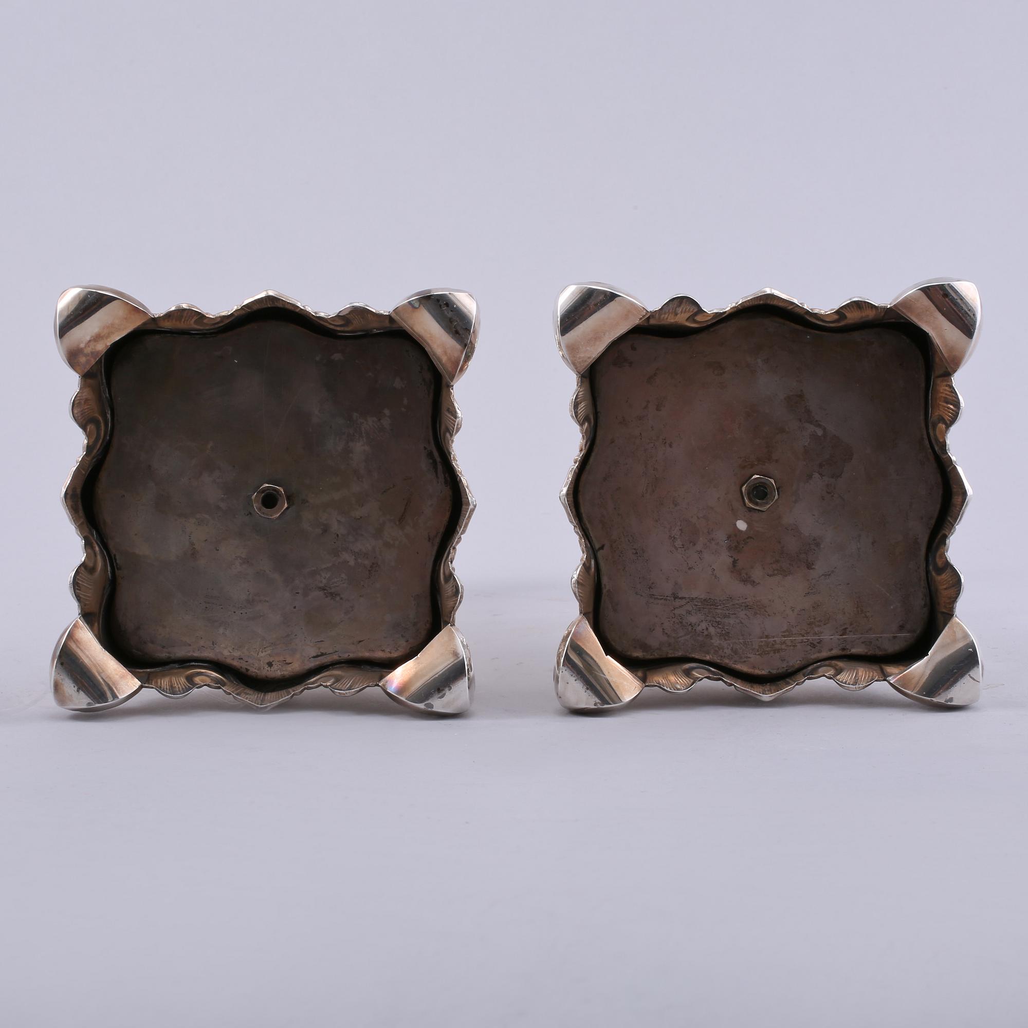 LJUSSTAKAR, ett par, silver, barockstil, Tavastehus, Finland, 1956.