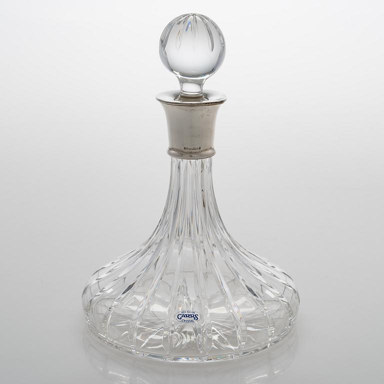 Carr's Ship's Decanter, cut crystal with a sterling silver collar, Sheffield, England 2001.