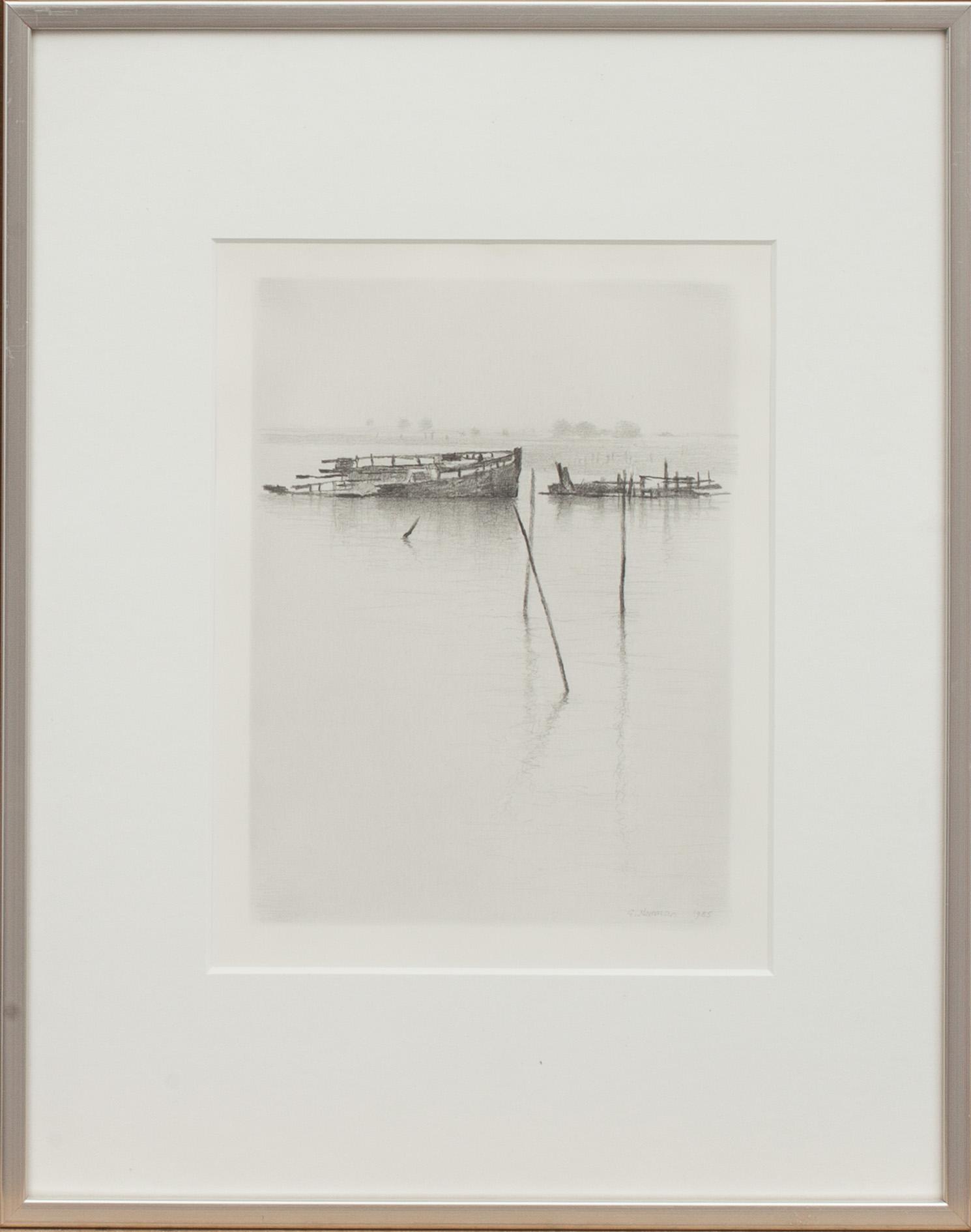 GUNNAR NORRMAN, blyerts. signerad 1985.