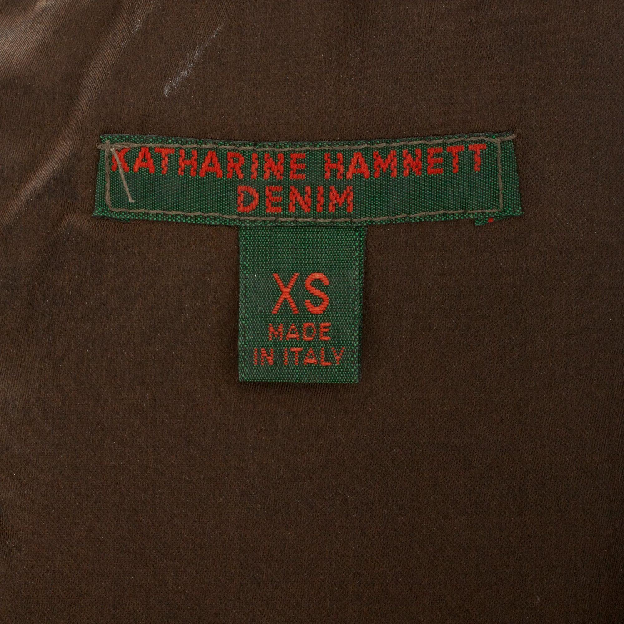 KATHARINE HAMNETT, a brown velvet dress.