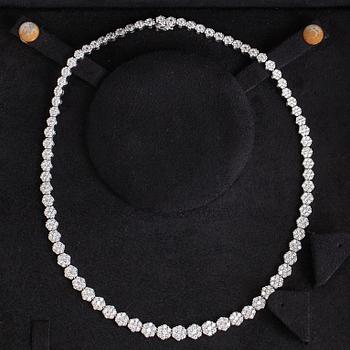 An 18K white gold necklace set with  diamonds totalling approx. 17.62 ct according to engraving. Foreign hallmarks.