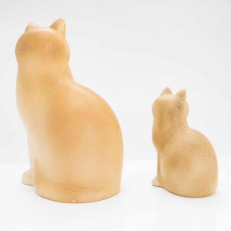 Lisa Larson, two cat figurines, K-Studion, Gustavsberg.