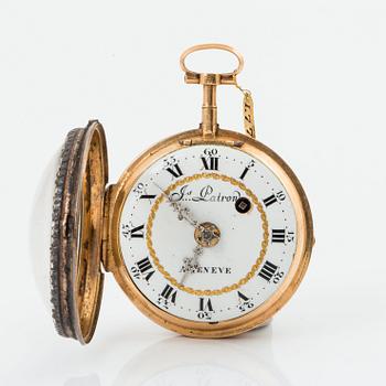 J S Patron, fickur, guld, stenar och emalj, Geneve omkr 1800.