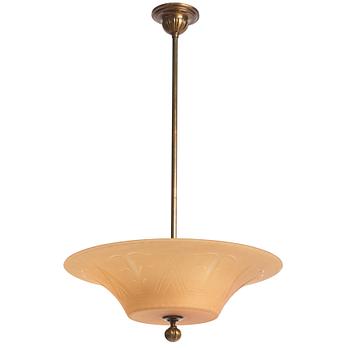 Edward Hald, & Erik Tidstrand, a ceiling lamp, Orrefors & Nordiska Kompaniet, 1920s-30s.