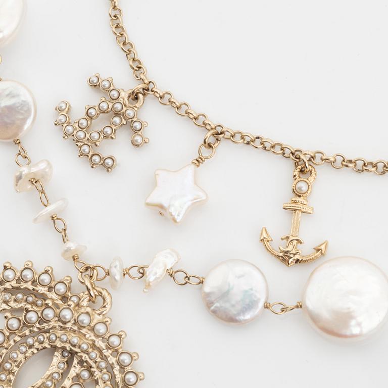 Chanel, a imitation pearl, stone and rhinestone necklace.