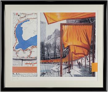 CHRISTO & JEANNE-CLAUDE, offset-tryck  med tygapplikation, signerat Christo.