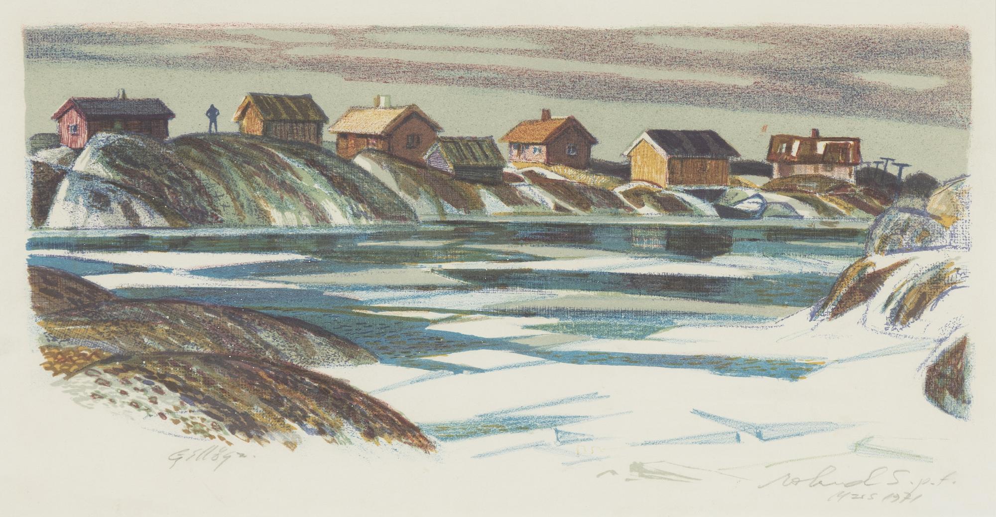 Roland Svensson, färglitografi, signerad och daterad 1971, p.t.