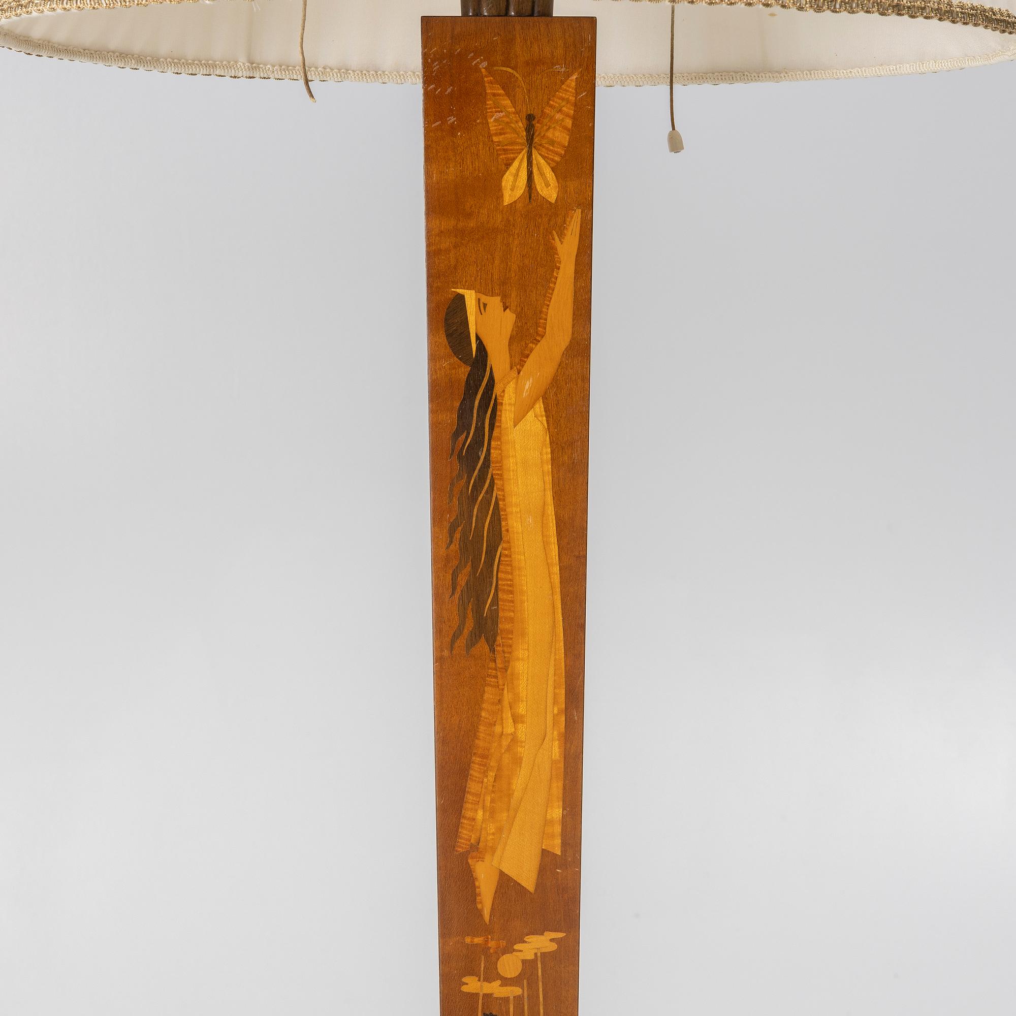 A floor lamp, Mjölby Intarsia, 1930s.