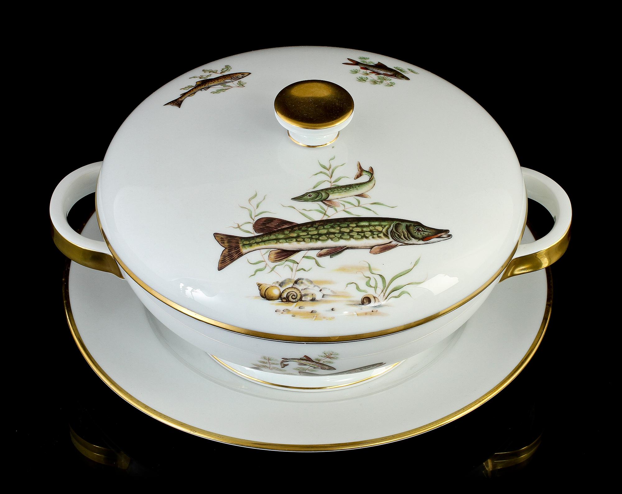 FISKSERVIS, 14 delar, porslin, Rosenthal, 1900-tal.