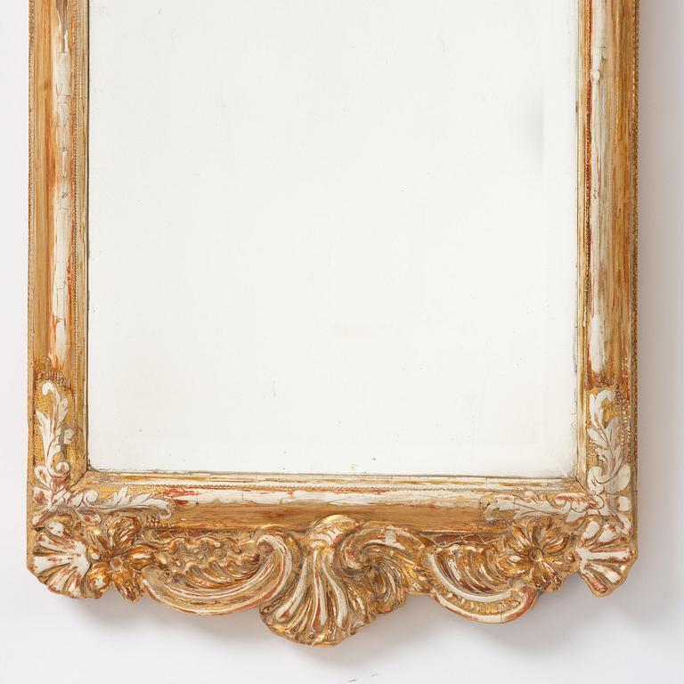A Swedish Rococco mirror, late 18th century.