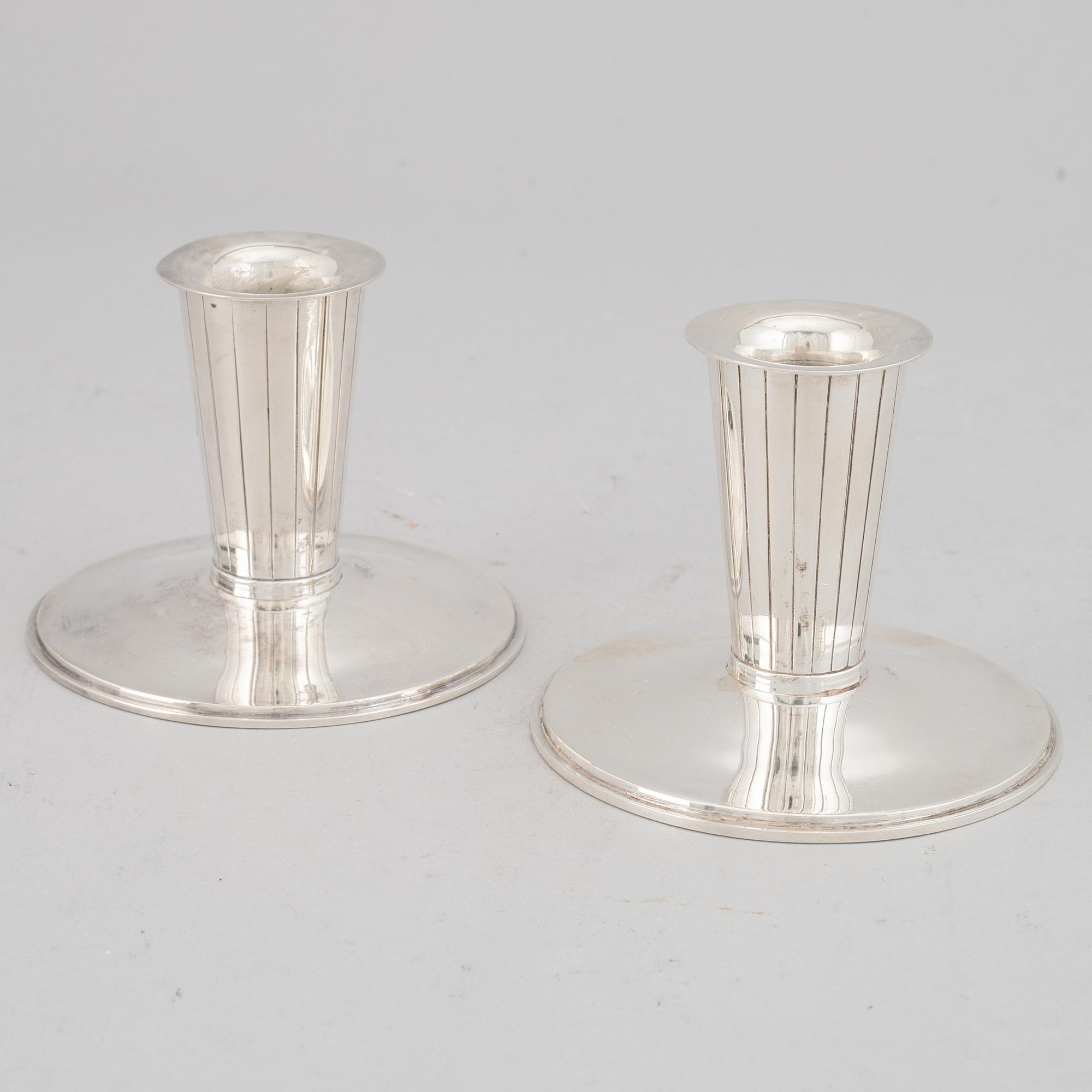 Sven Carlman, ljusstakar, ett par, silver, CF Carlman, Stockholm 1949.