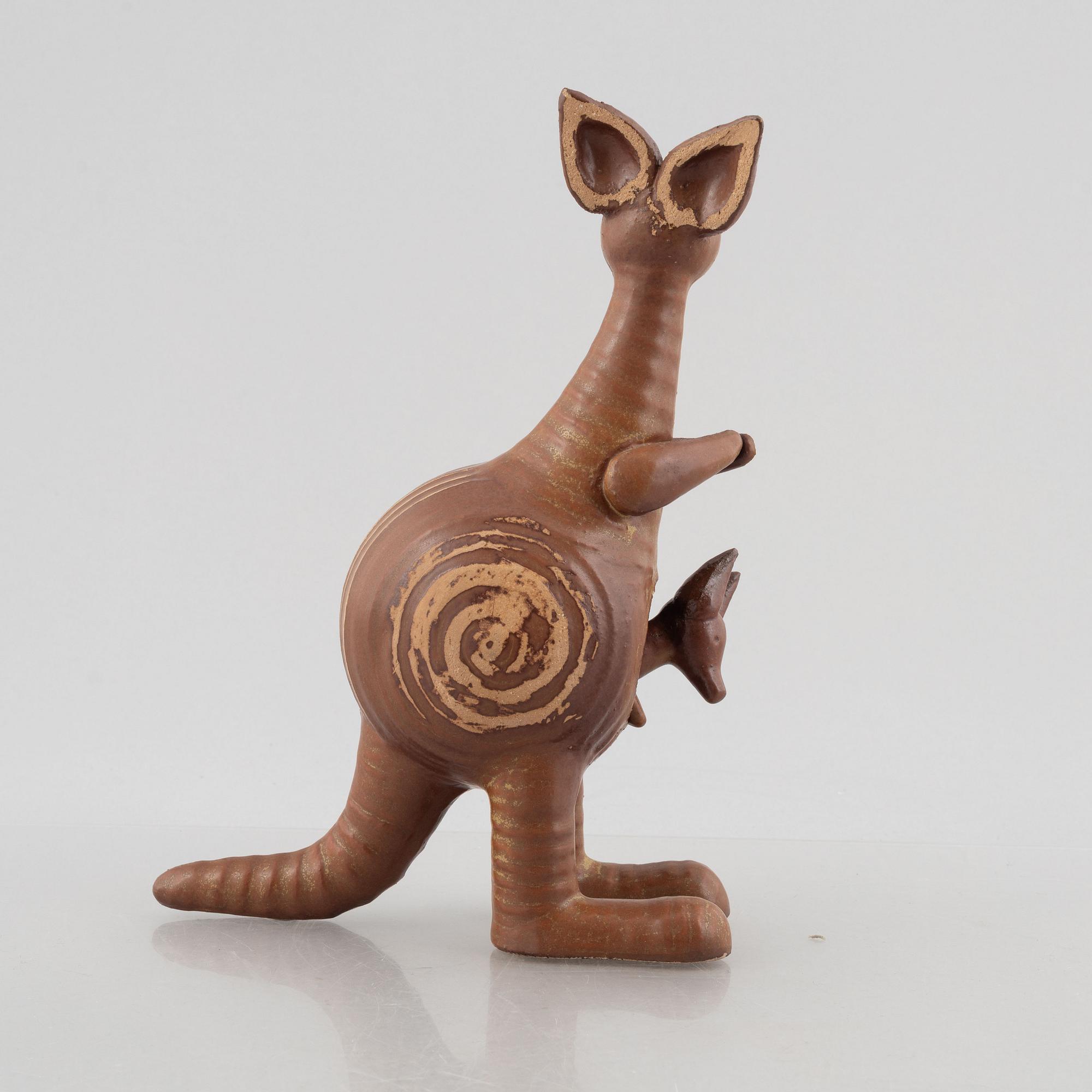 Lisa Larson, a stoneware figurine in two parts, 'Känguru', Gustavsberg, in production 1966-1979.