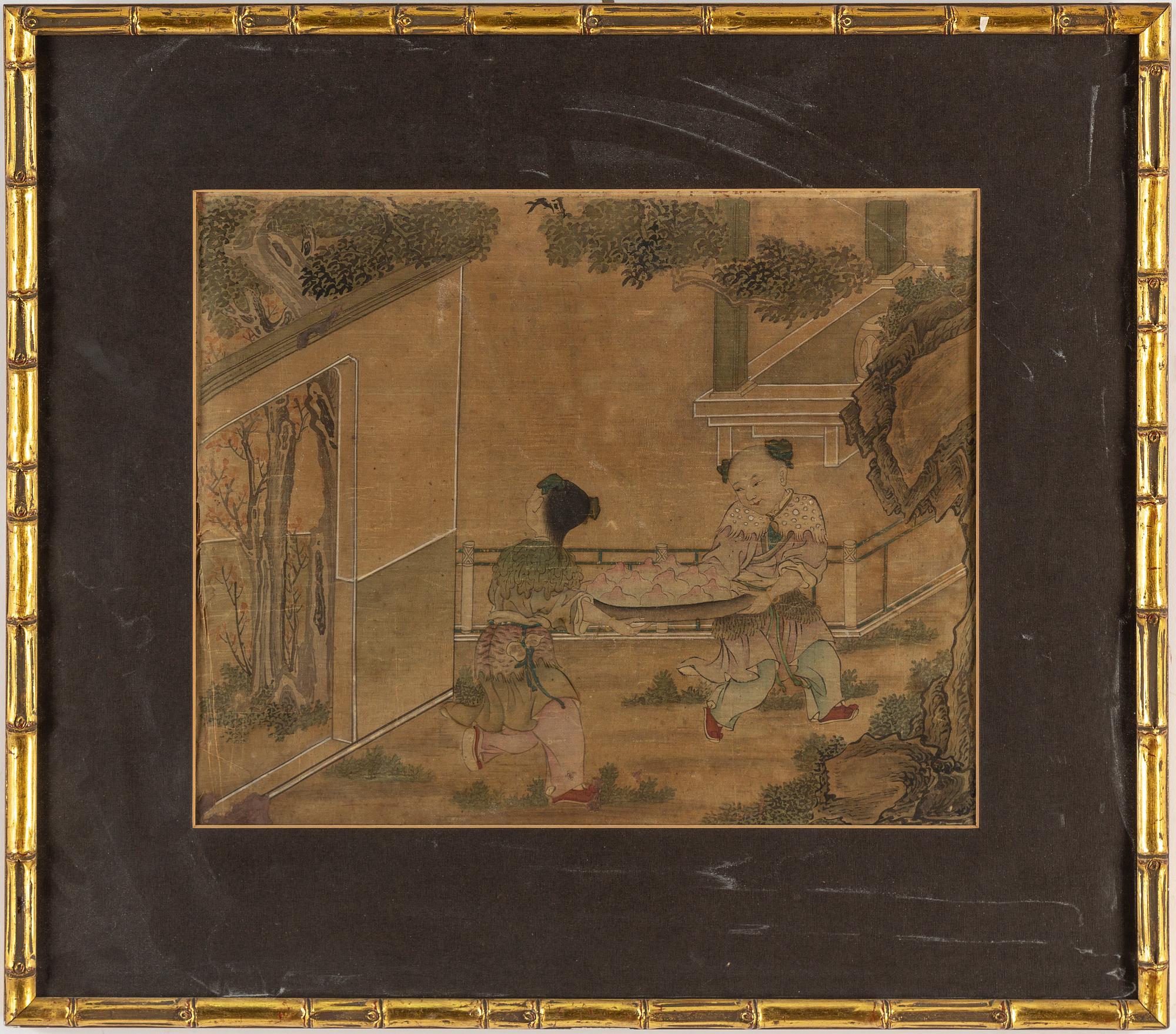 A Chinese painting, ink and colour on silk. Qing dynasty, 19th century.