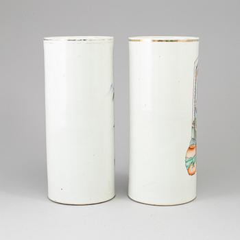 A group of two famille rose hate stands, China, early 20th century.