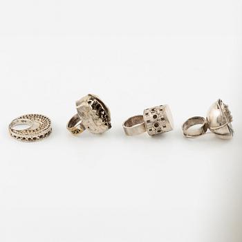 Lars Arby, four rings, sterling silver, Gothenburg among others 1963 and 1981.