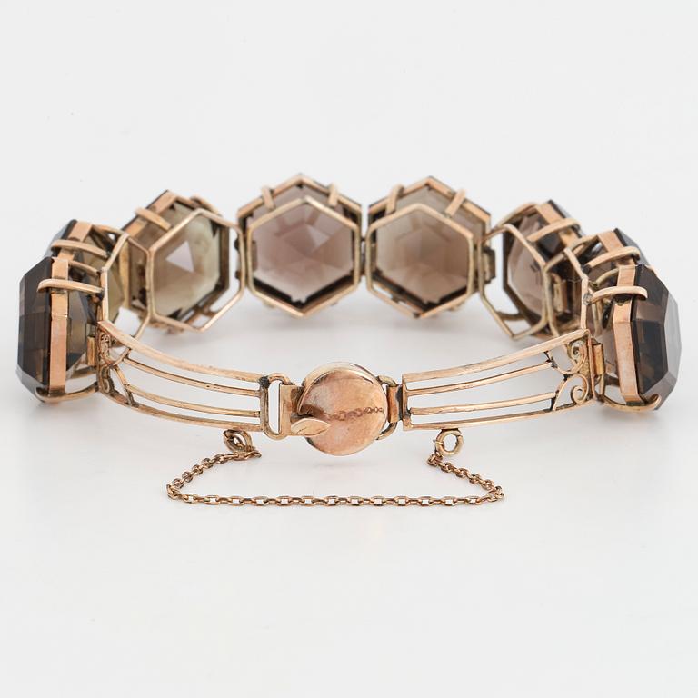 hexagonal shaped smoky quartz bracelet.