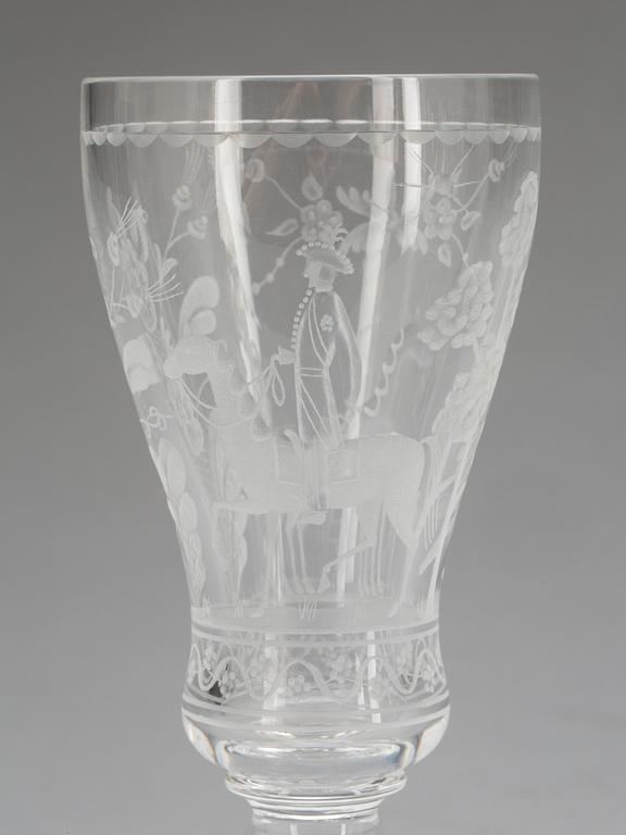 VINGLAS, 3 st. Glas, Kosta. "Dalecarlia", design Vicke Lindstrand 1962-65.