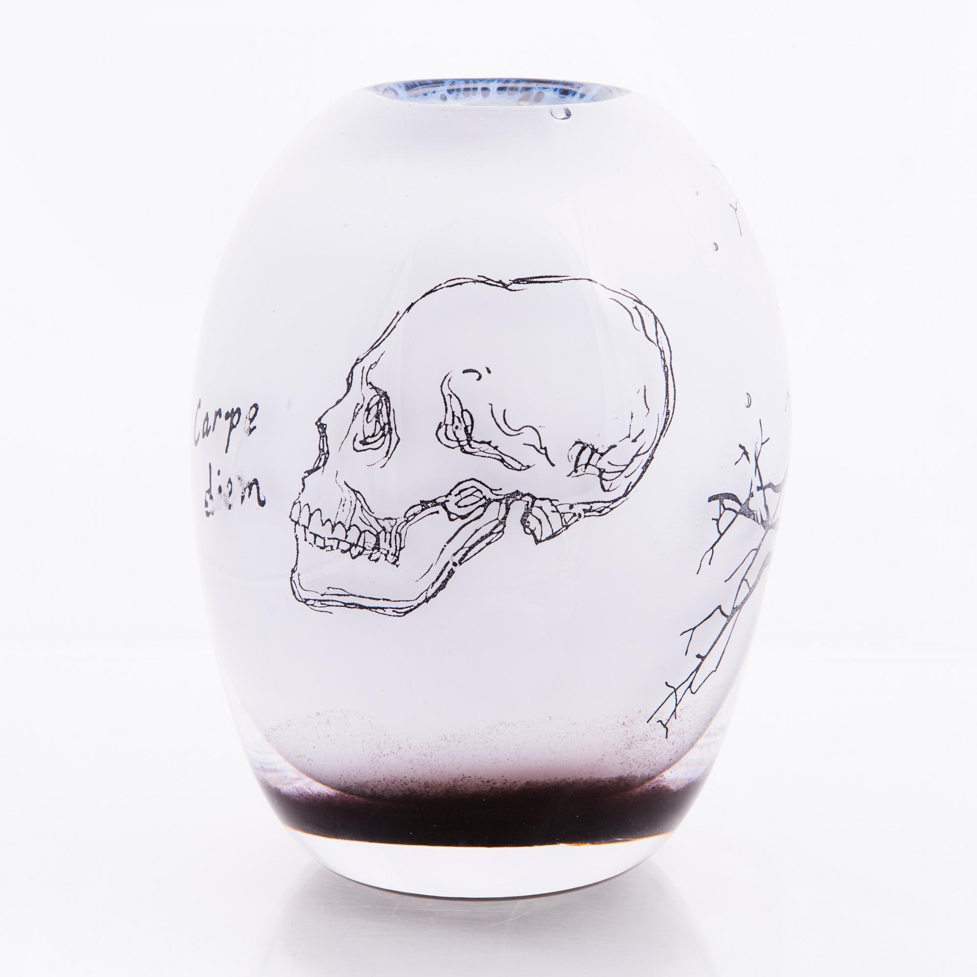 ELLA VARVIO, A glass vase/ sculpture, signed Ella Varvio 2017.