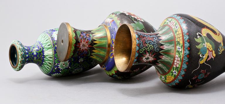 PARTI CLOISONNÉ, 6 st, orientaliskt, 1900-tal.