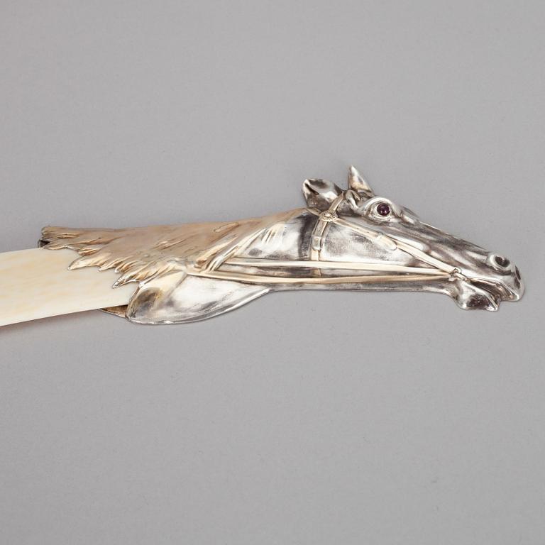 BREVKNIV, silver samt ben, Ryssland 1900-talets början.