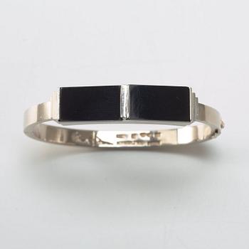 Wiwen Nilsson, armring, Lund 1940, sterling med två onyxplattor.