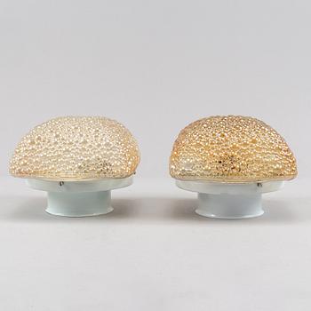 A pair of glass ceiling lights, Glashütte Limburg, Germany, second half of the 20th Century.