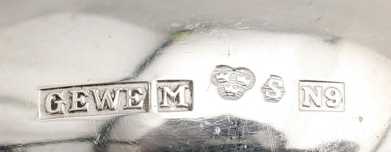 KAFFESKEDAR, 12 st, silver. Tot vikt 108 g.