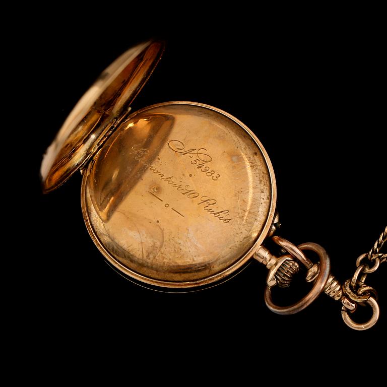 FICKUR, 14K guld, kedja av doublé, 1900-talets första hälft.