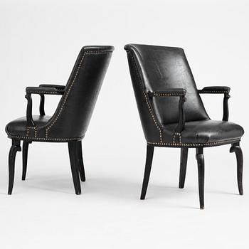 Gunnar Asplund, a pair of Swedish Grace chairs, Nordiska Kompaniet, Sweden ca 1924, from the cinema "Skandia-Teatern" Stockholm.