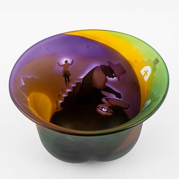 Bertil Vallien, a unique glass bowl, Kosta Boda.