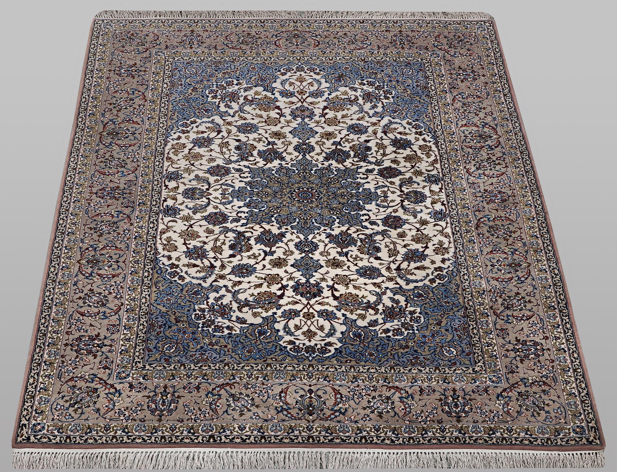 A rug, Esfahan, part silk, ca 245 x 155 cm.