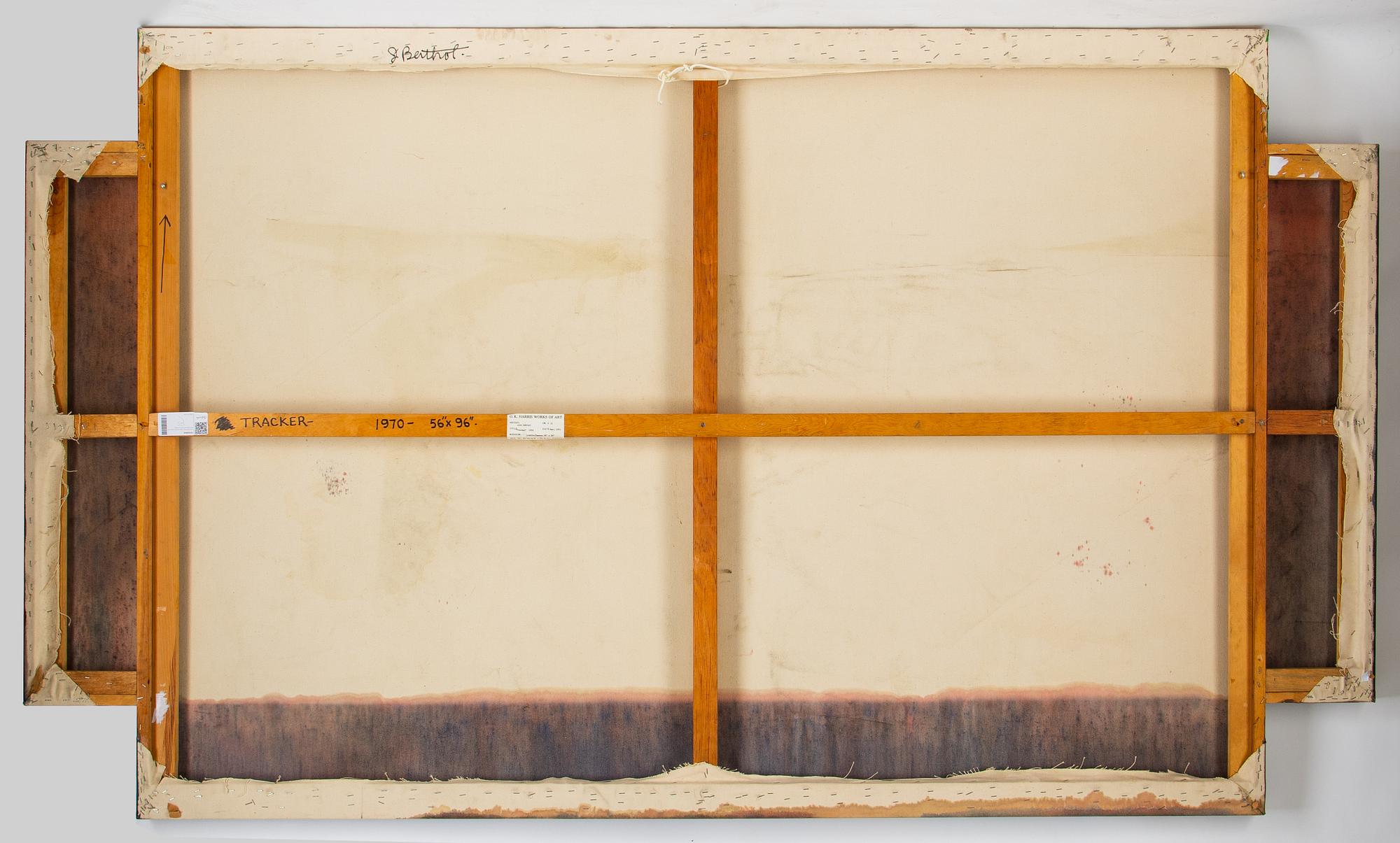 Jake Berthot, oil on canvas, signed and dated 1970 verso.