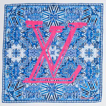 LOUIS VUITTON Silk Scarf with Monogram Patch Mini Pochette Bag.