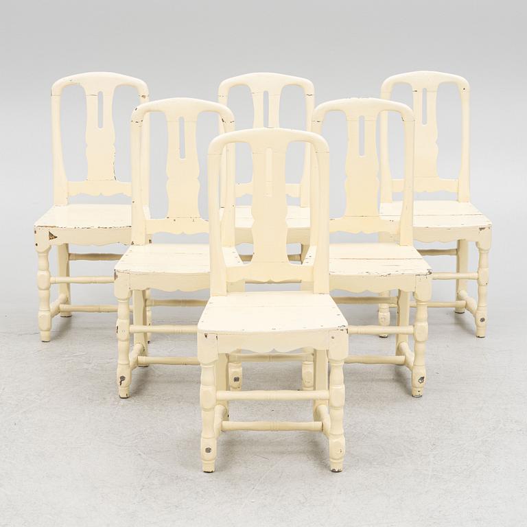 Chairs, 6 pcs, circa 1800, marked NB and OLS.