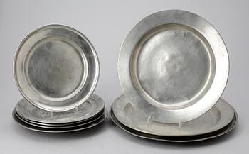 PARTI TENN, 12 delar, otydl stämplar, bla Sverige, 1800-tal.