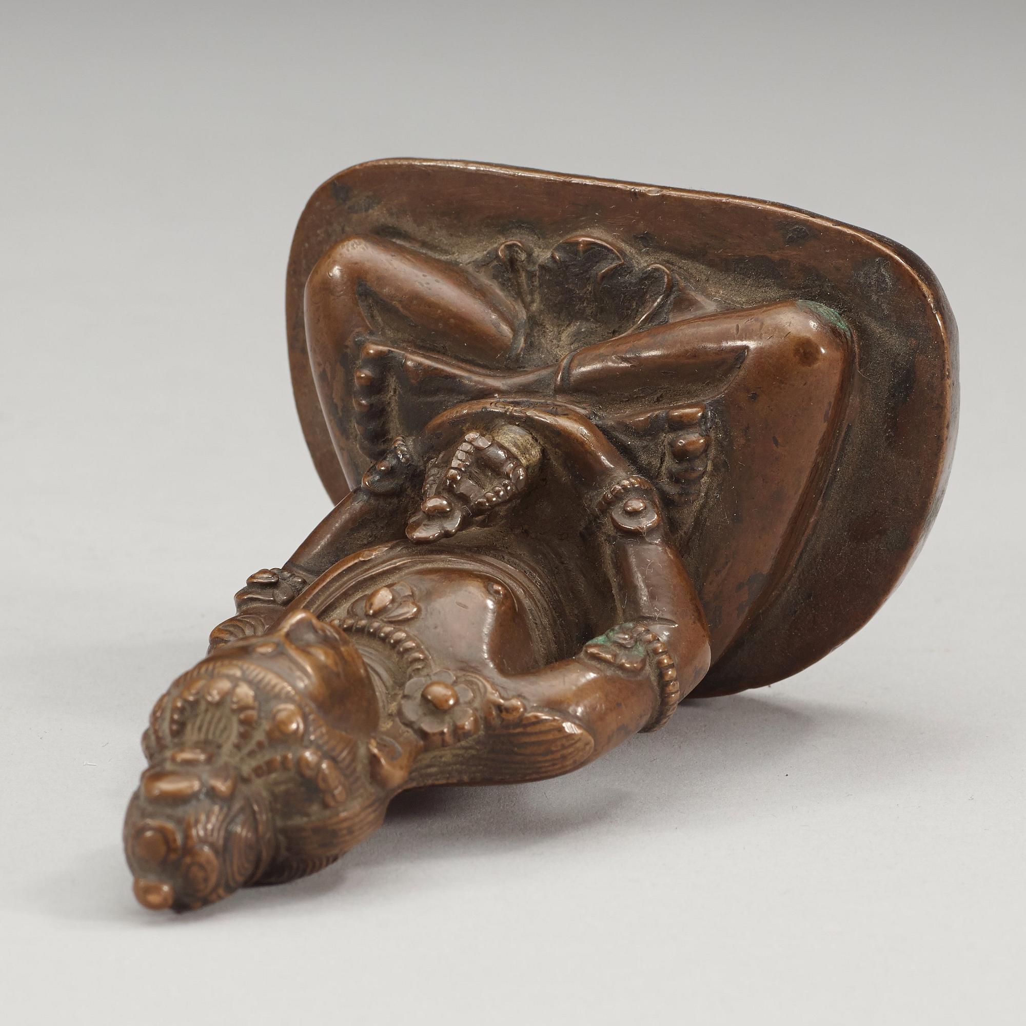 A copper alloy figure of Amitayus, Tibet/Nepal, presumably late 19th century/early 20th century.