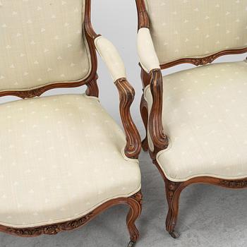 Pair of armchairs, Louis XV style, 20th century.