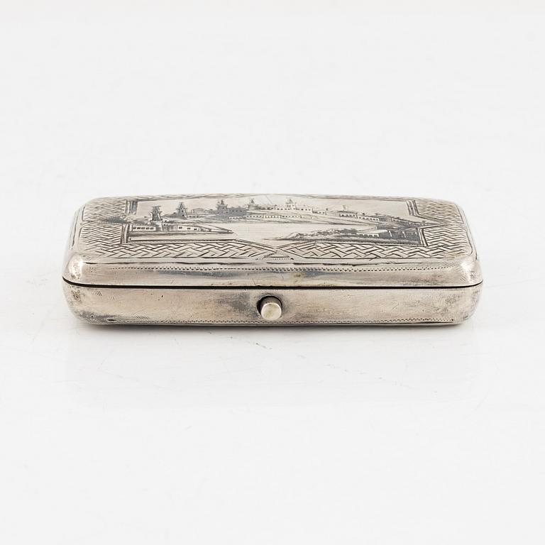 A Russian Silver Niello Snuffbox, Moscow 1893.