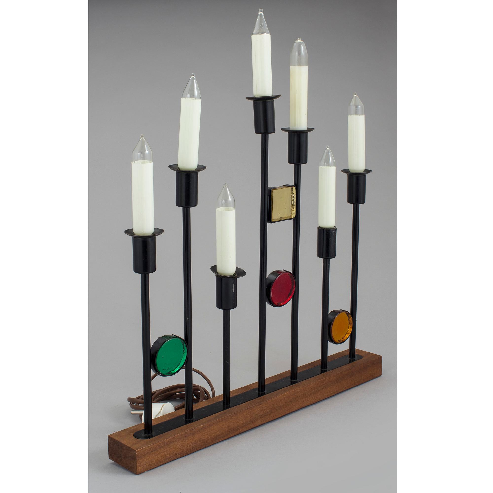 ADVENTSLJUSSTAKE, smide och glas, "Fantasi 92", Osram, 1900-talets andra hälft.