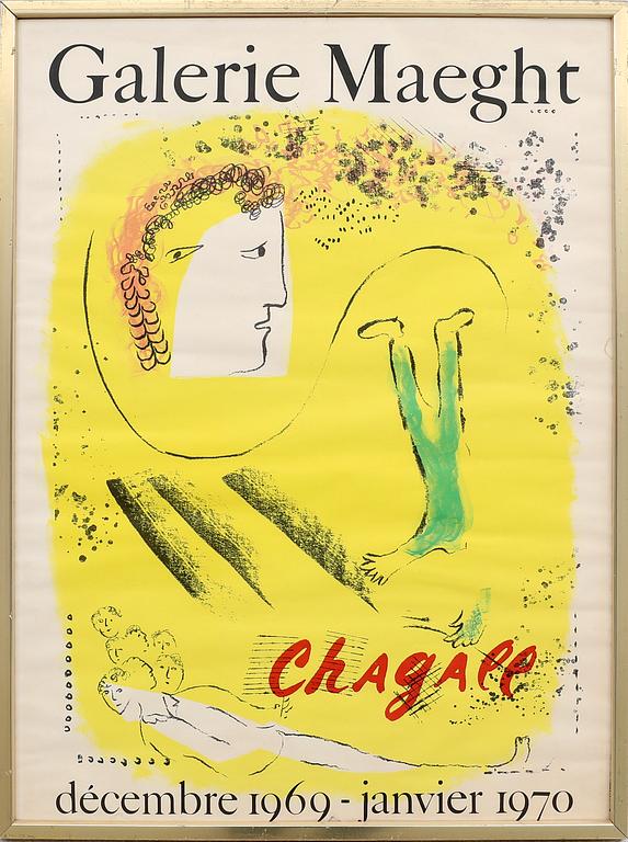 Marc Chagall,  "Le fond jaune" - "Galerie Mageht décembre 1969 - janvier 1970".