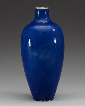 A blue glazed vase, Qing dynasty with Qianlong seal mark.