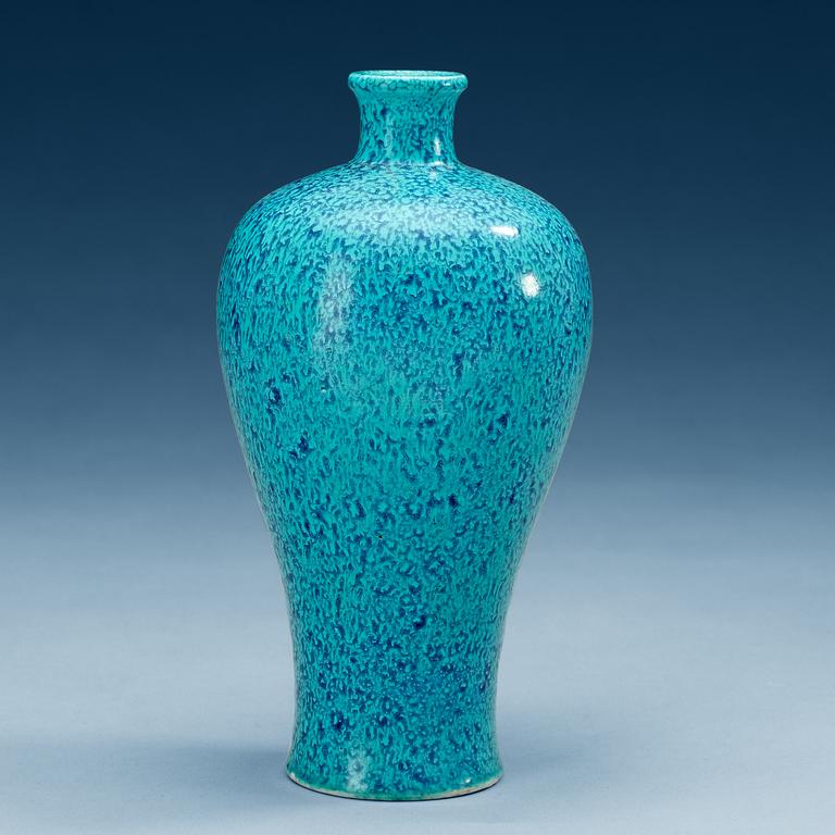 A 'robins egg' glazed Meiping vase, Qing dynasty.