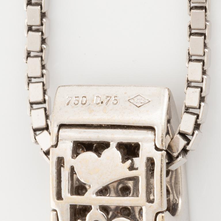 White gold and brilliant cut diamond necklace.