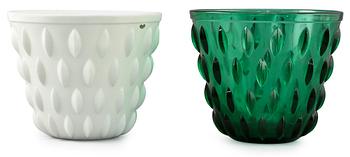 A set of two glass flower pots by Arthur Percy, Gullaskruf.