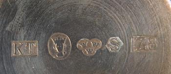 BÄGARE, 8 st, silver, bla Borgila och WA Bolin. 1930-50-tal.
