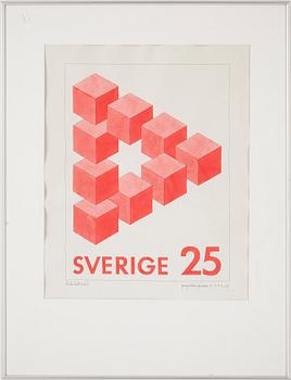 Oscar Reutersvärd · OSCAR REUTERSVÄRD, akvarell och tusch, signerad.