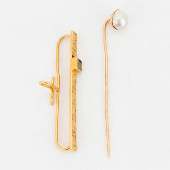 LAPPONIA tiepin AND TIE PIN G. DAHLGREN & Co with bouton pearl 18K gold.