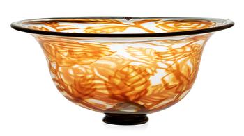 An Eva Englund 'Graal' glass bowl, Orrefors 1978.