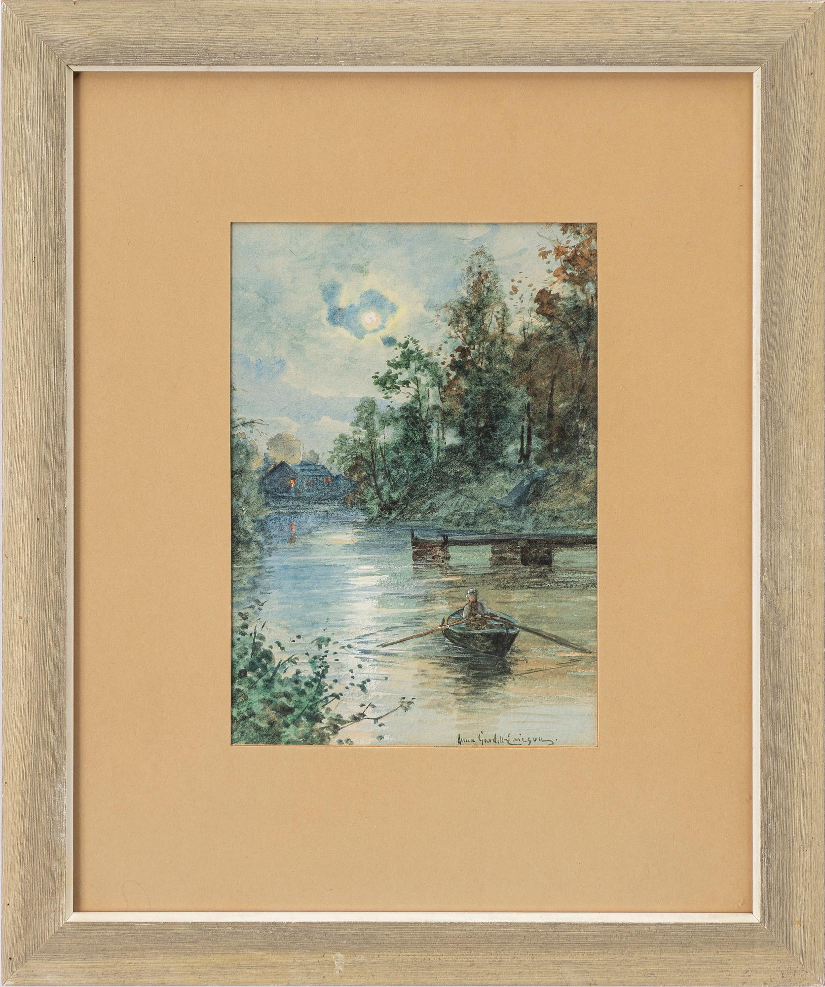 Anna Gardell-Ericson, Rowboat in moonlight.